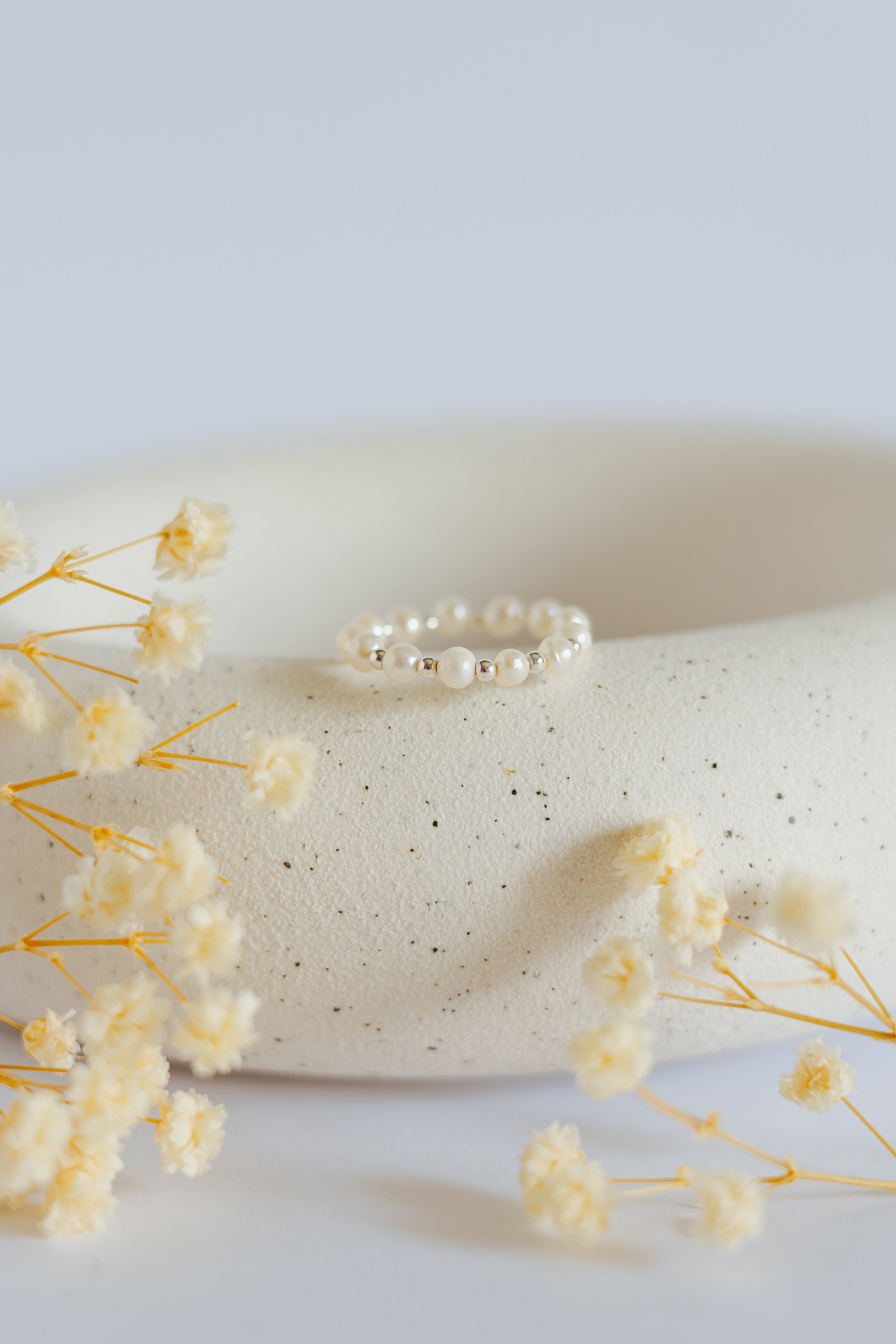 Beaded Ring with Fresh Water Pearls