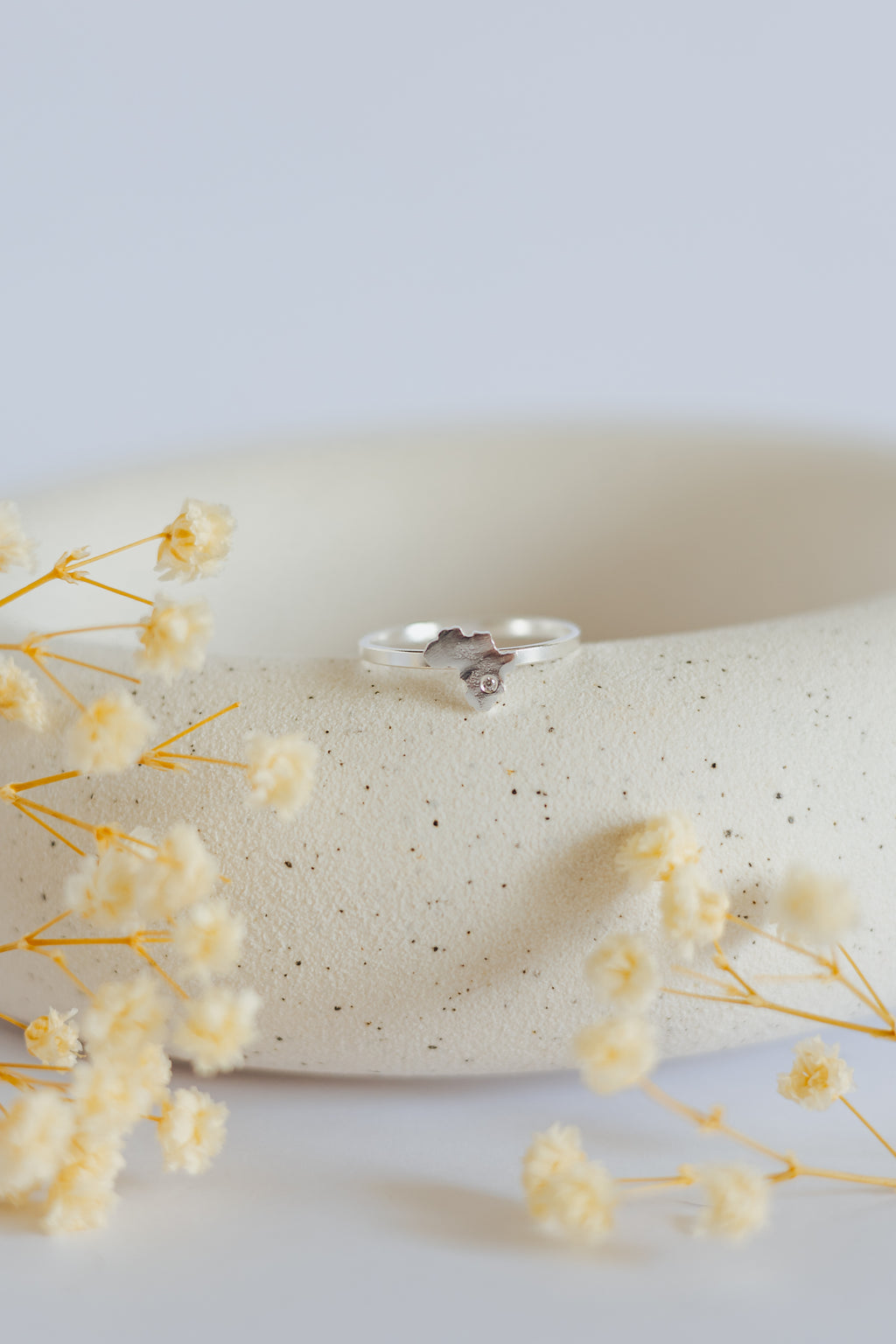 Africa Map, Decorated with CZ Simulated Diamond Ring