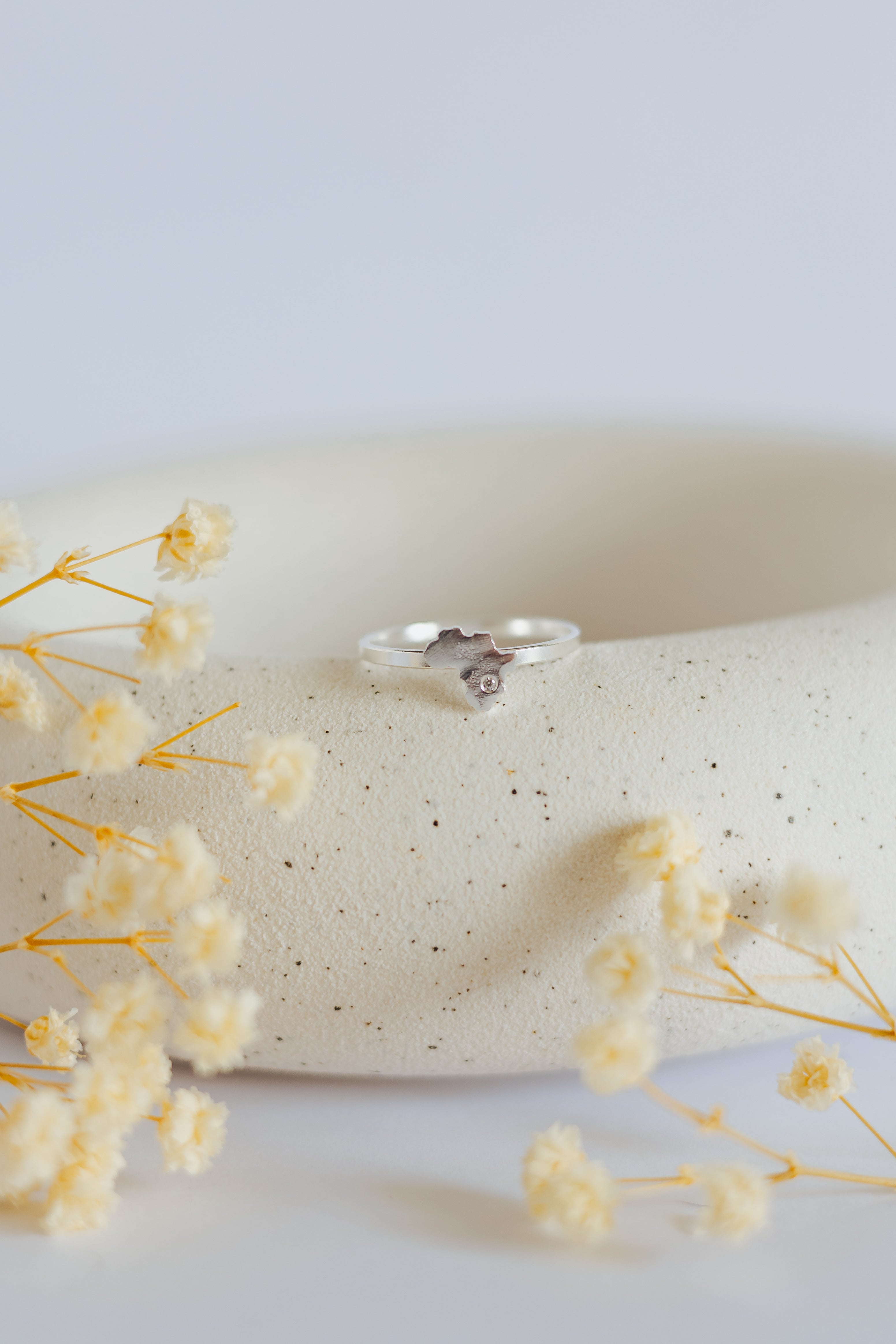 Africa Map, Decorated with CZ Simulated Diamond Ring