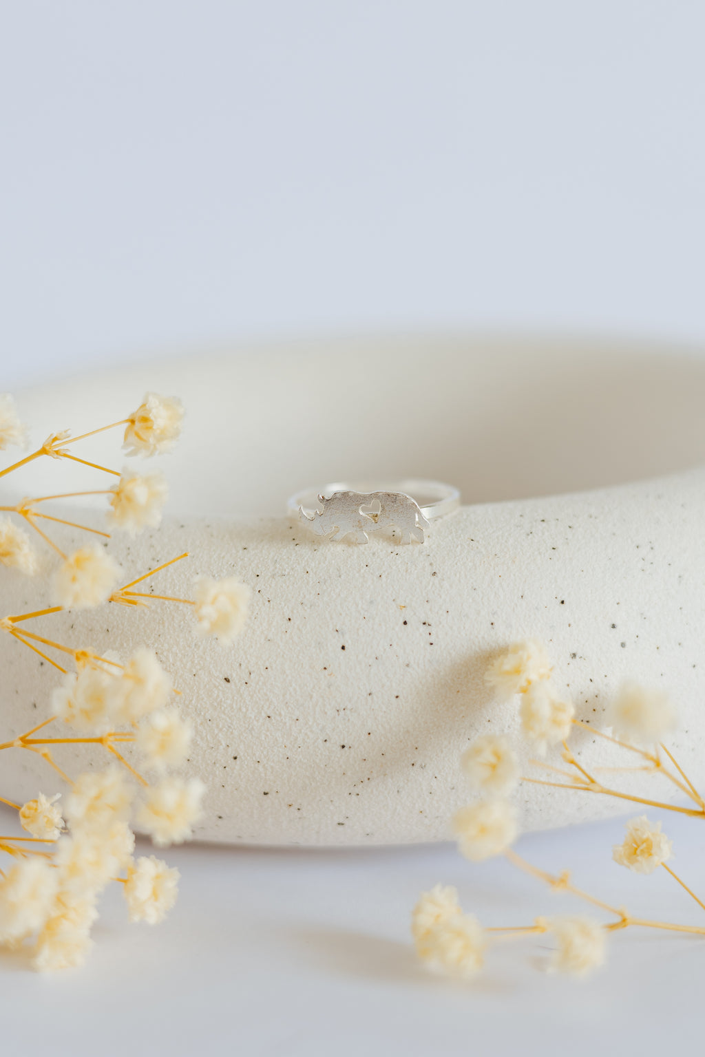 Rhino with Heart Cutout Ring