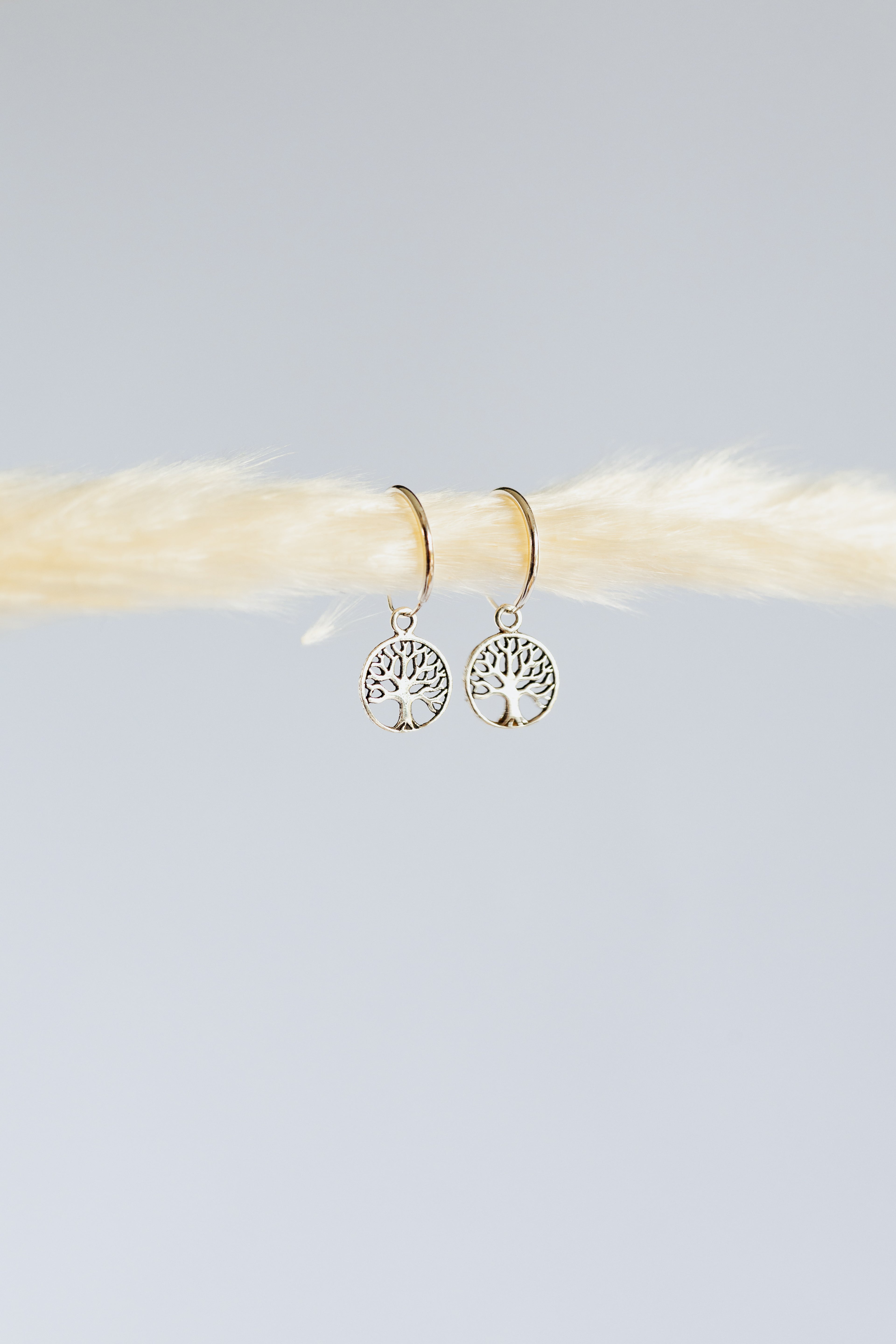 Tree of life hoop earrings