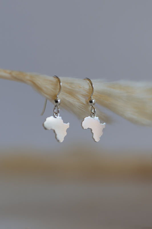 Solid Africa Map Hang Earrings