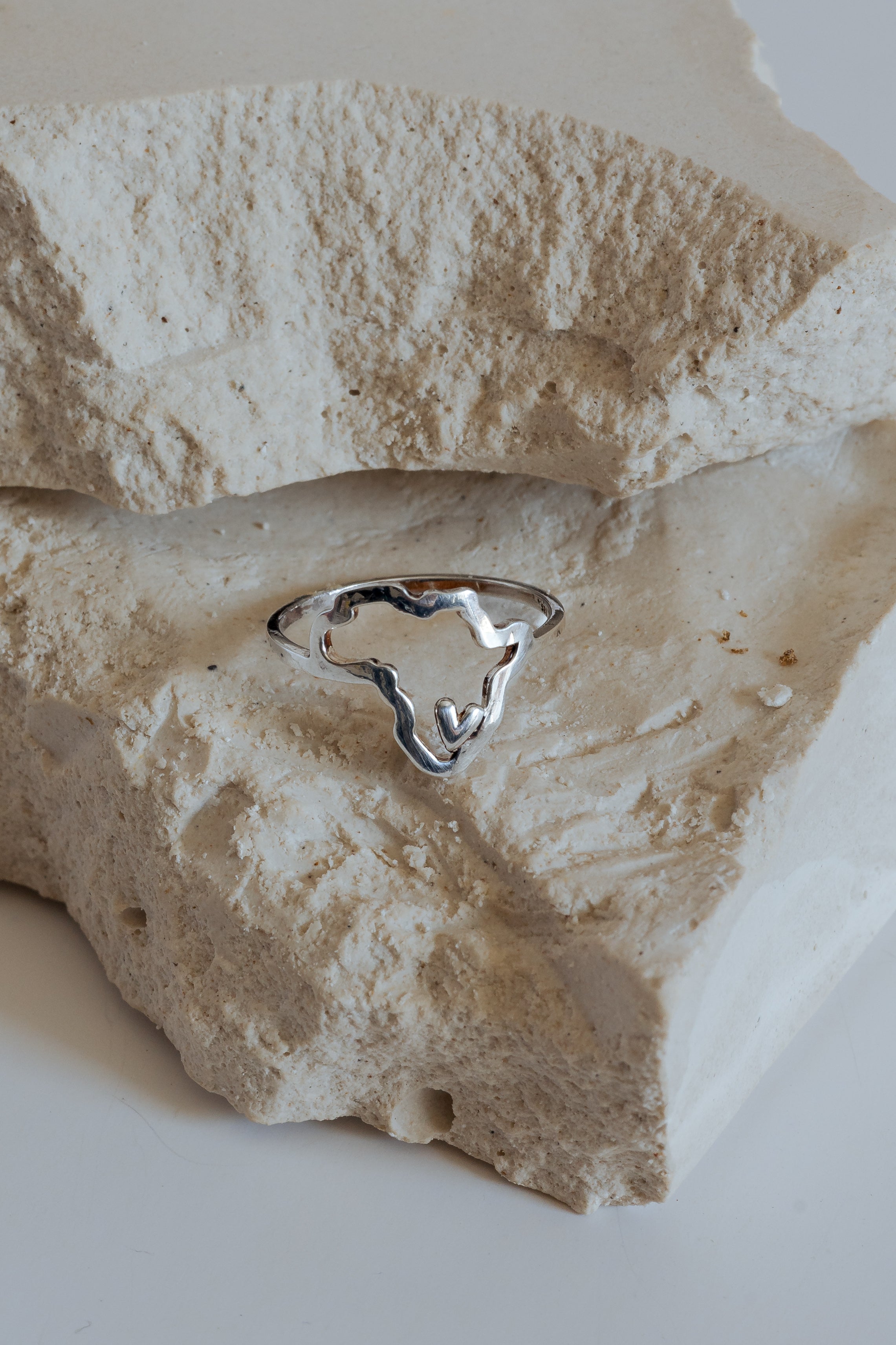 Cutout Africa Map featuring Heart Ring
