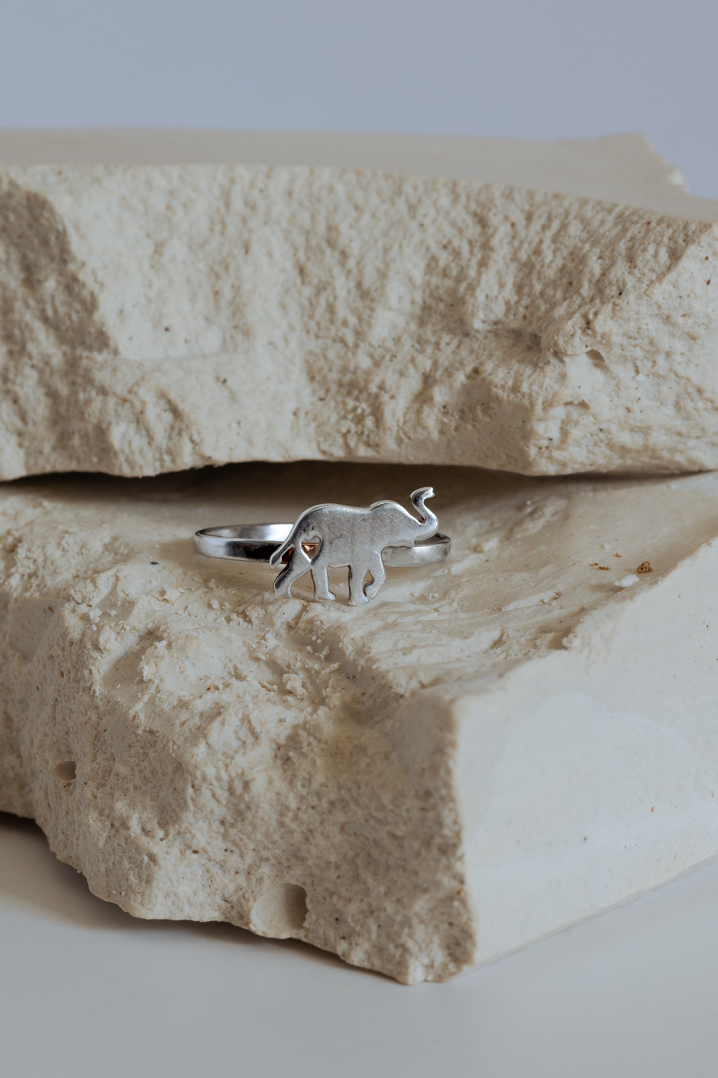Elephant with Heart Cutout Ring