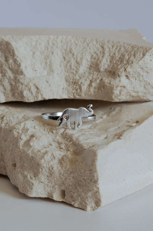Elephant with Heart Cutout Ring