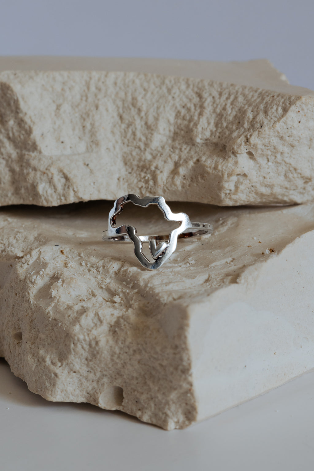 Cutout Africa Map featuring Heart Ring