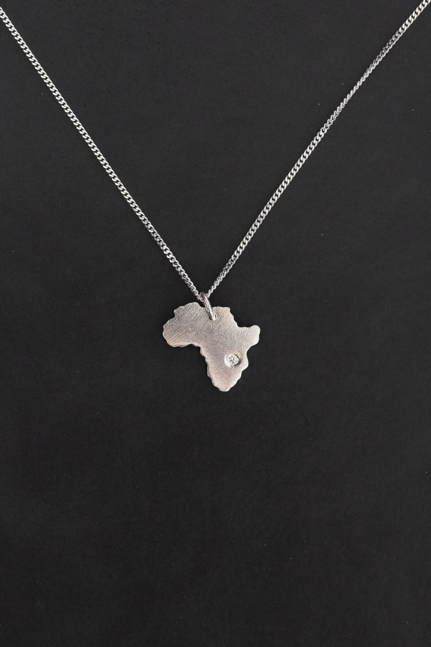 Africa Map Pendant Decorated with CZ Simulated Diamond
