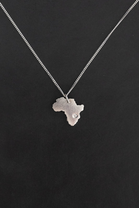 Africa Map Pendant Decorated with CZ Simulated Diamond