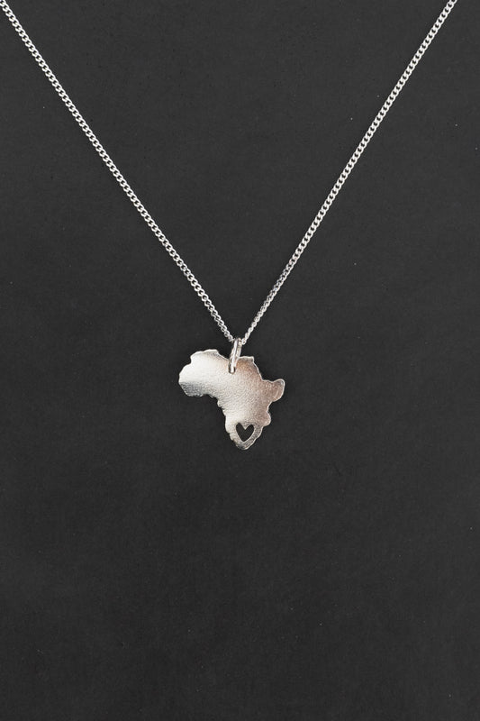 Africa Map Pendant with Heart Cutout