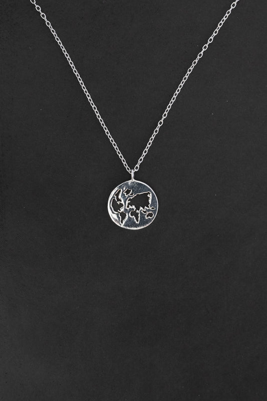 World Map Cutout Pendant