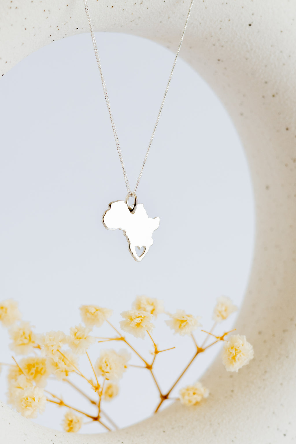 Africa Map Pendant with Heart Cutout