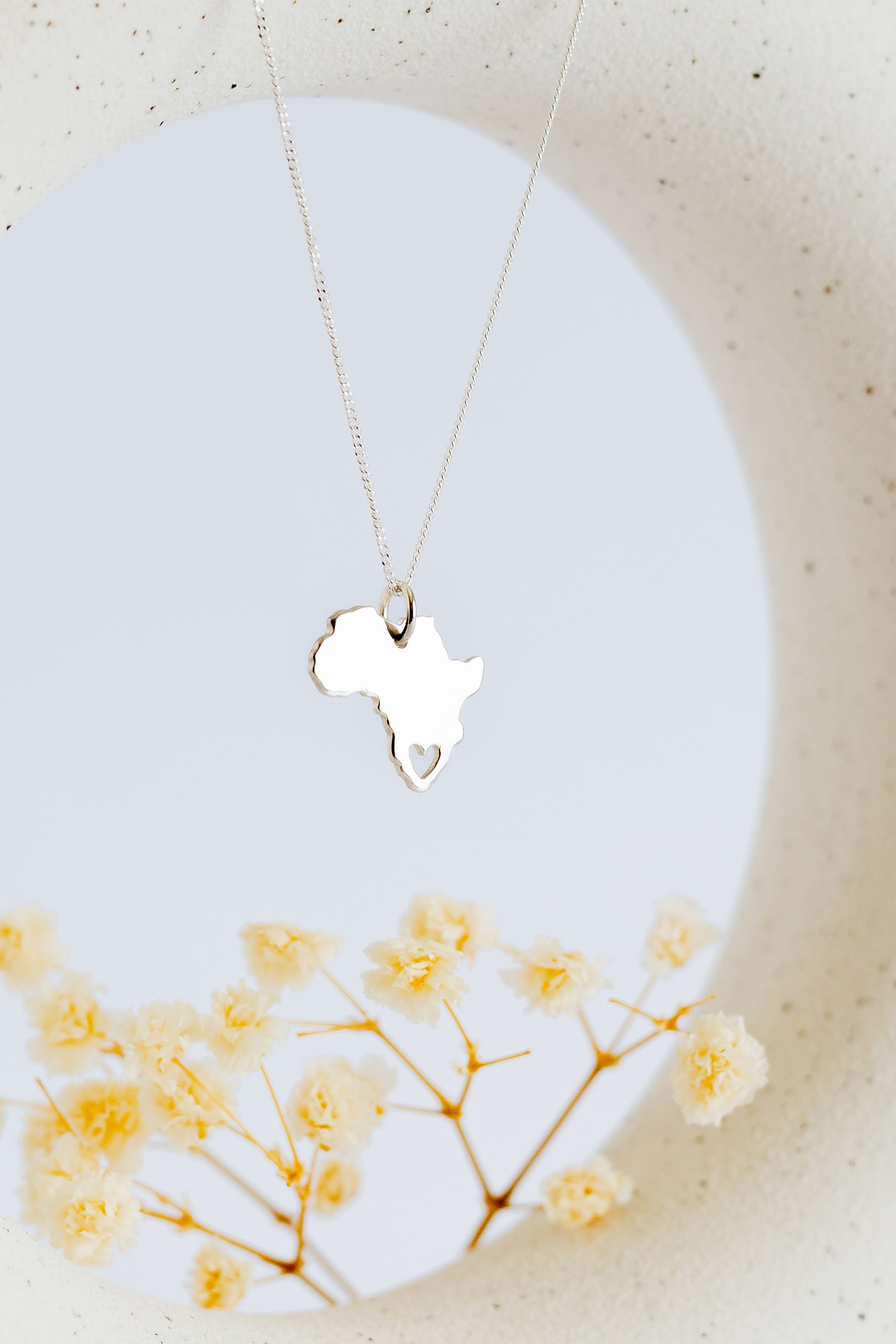 Africa Map Pendant with Heart Cutout