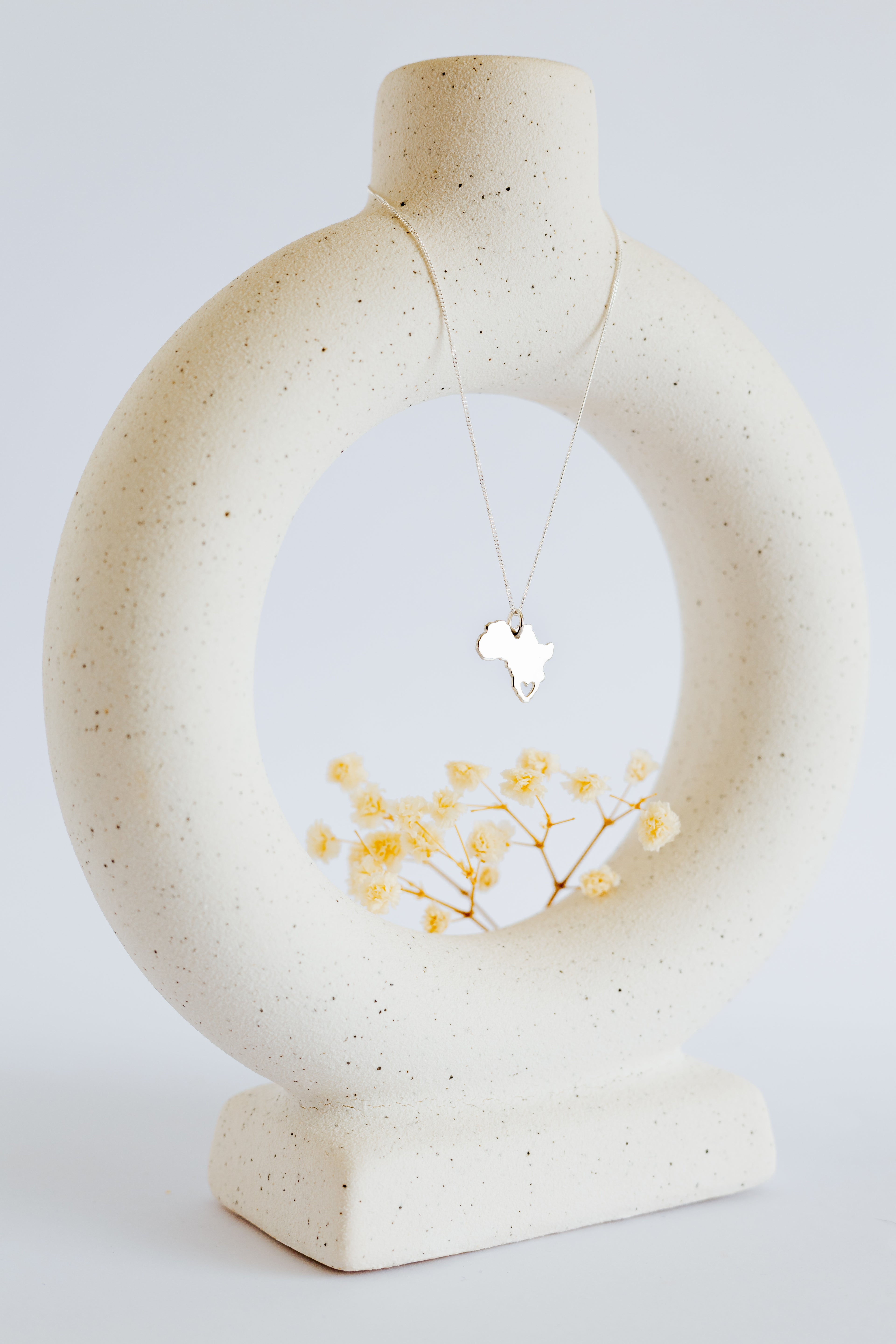 Africa Map Pendant with Heart Cutout