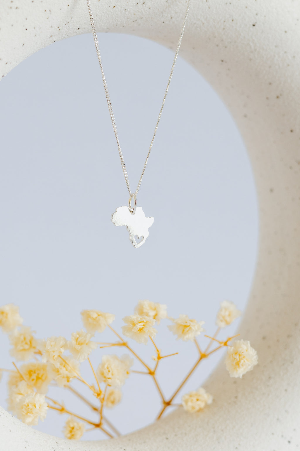 Africa Map Pendant with Heart Cutout