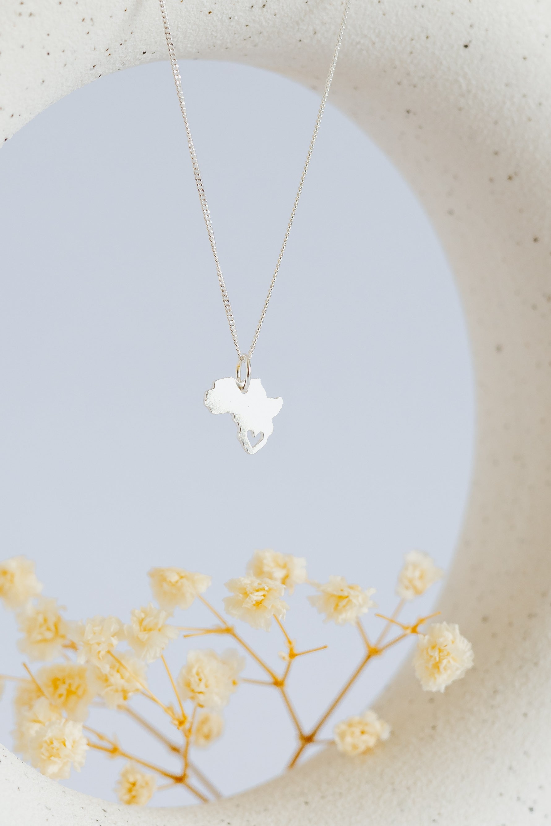 Africa Map Pendant with Heart Cutout