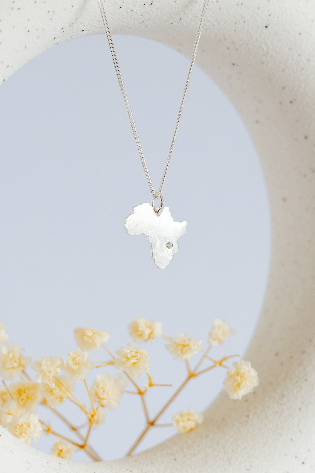 Africa Map Pendant Decorated with CZ Simulated Diamond