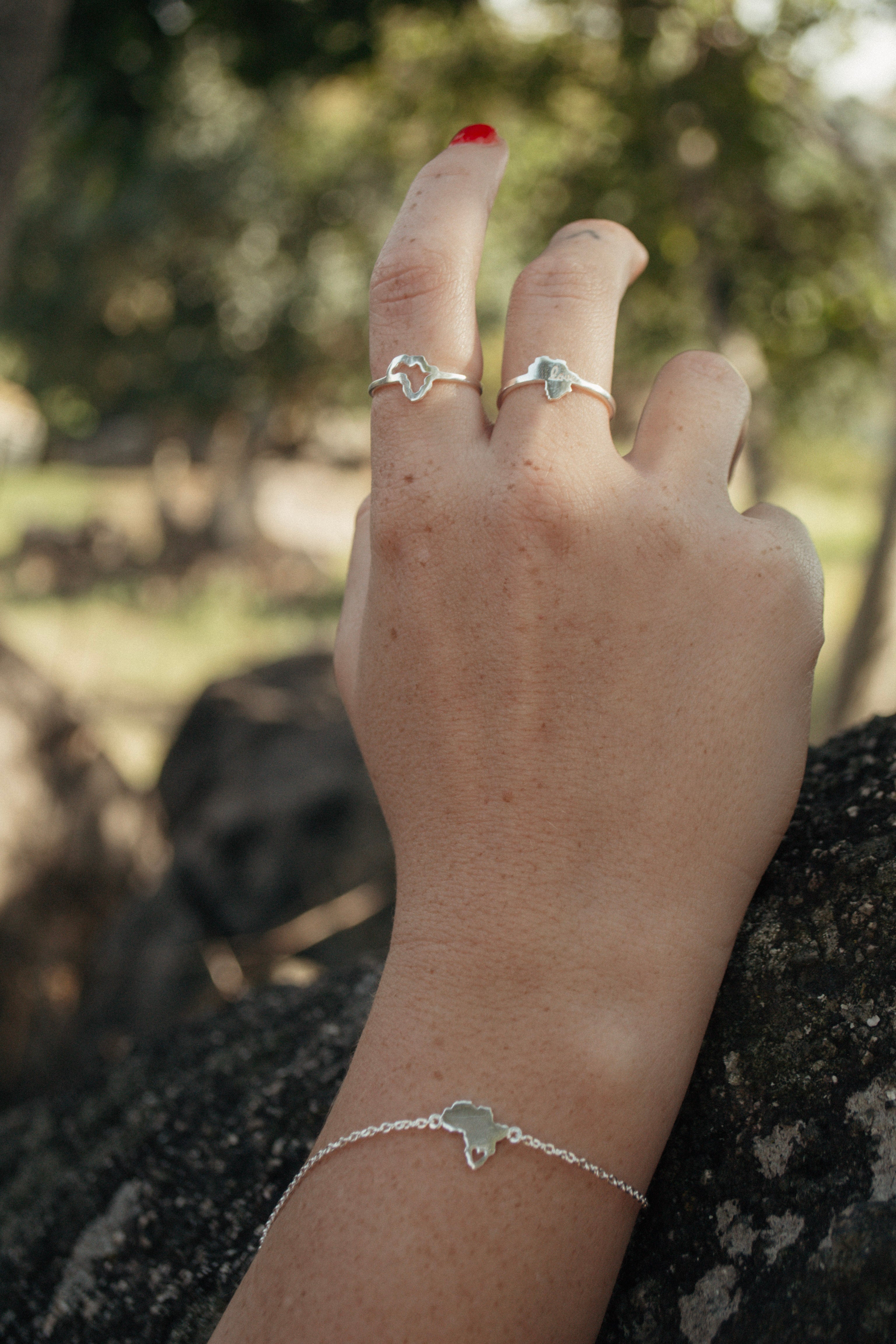 Africa Map with Heart Cutout Bracelet