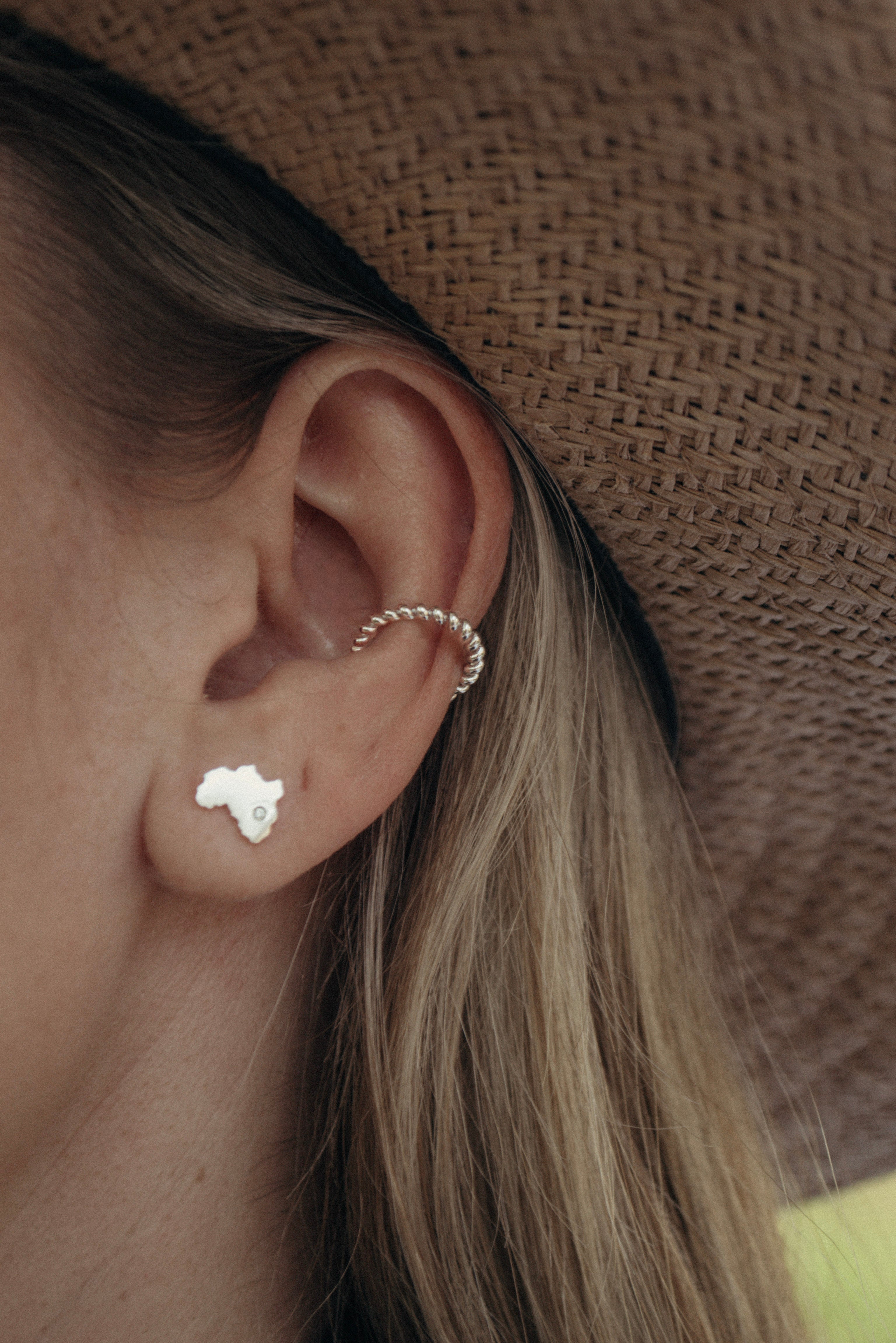 Africa Map, Decorated with CZ Simulated Diamond Studs