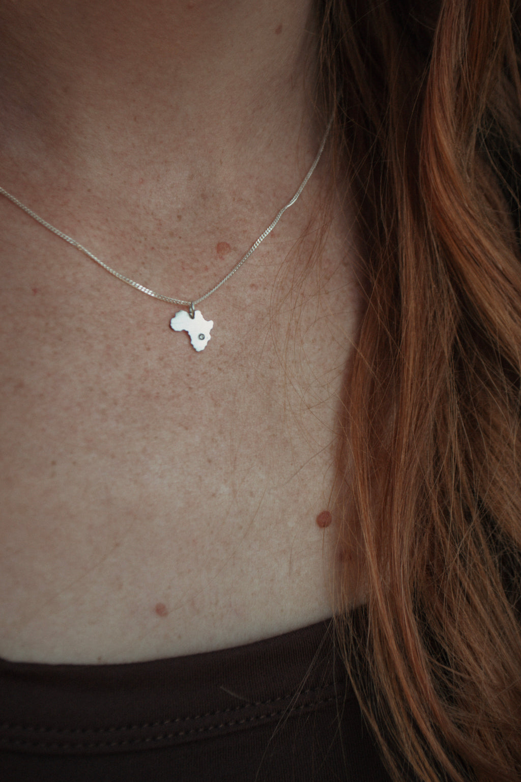 Africa Map Pendant Decorated with CZ Simulated Diamond