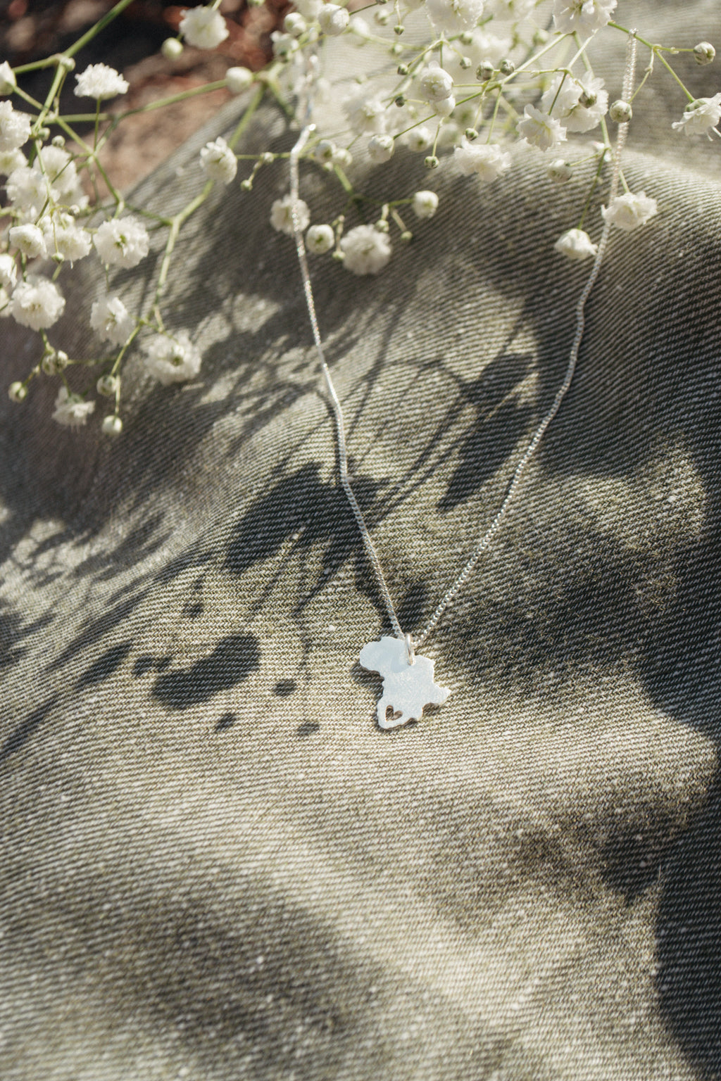 Africa Map Pendant with Heart Cutout