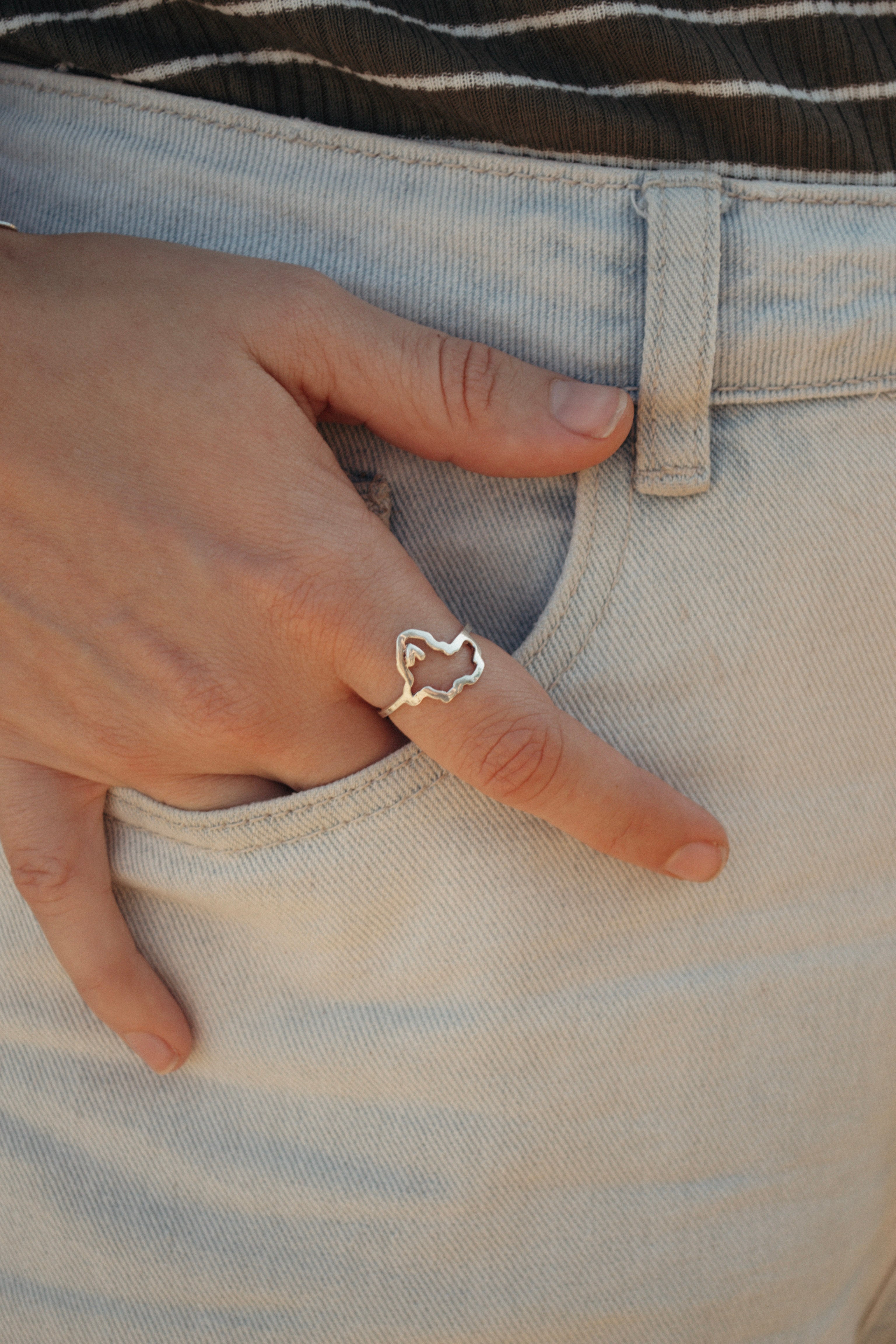 Cutout Africa Map featuring Heart Ring