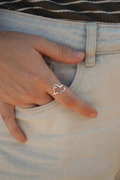 Cutout Africa Map featuring Heart Ring