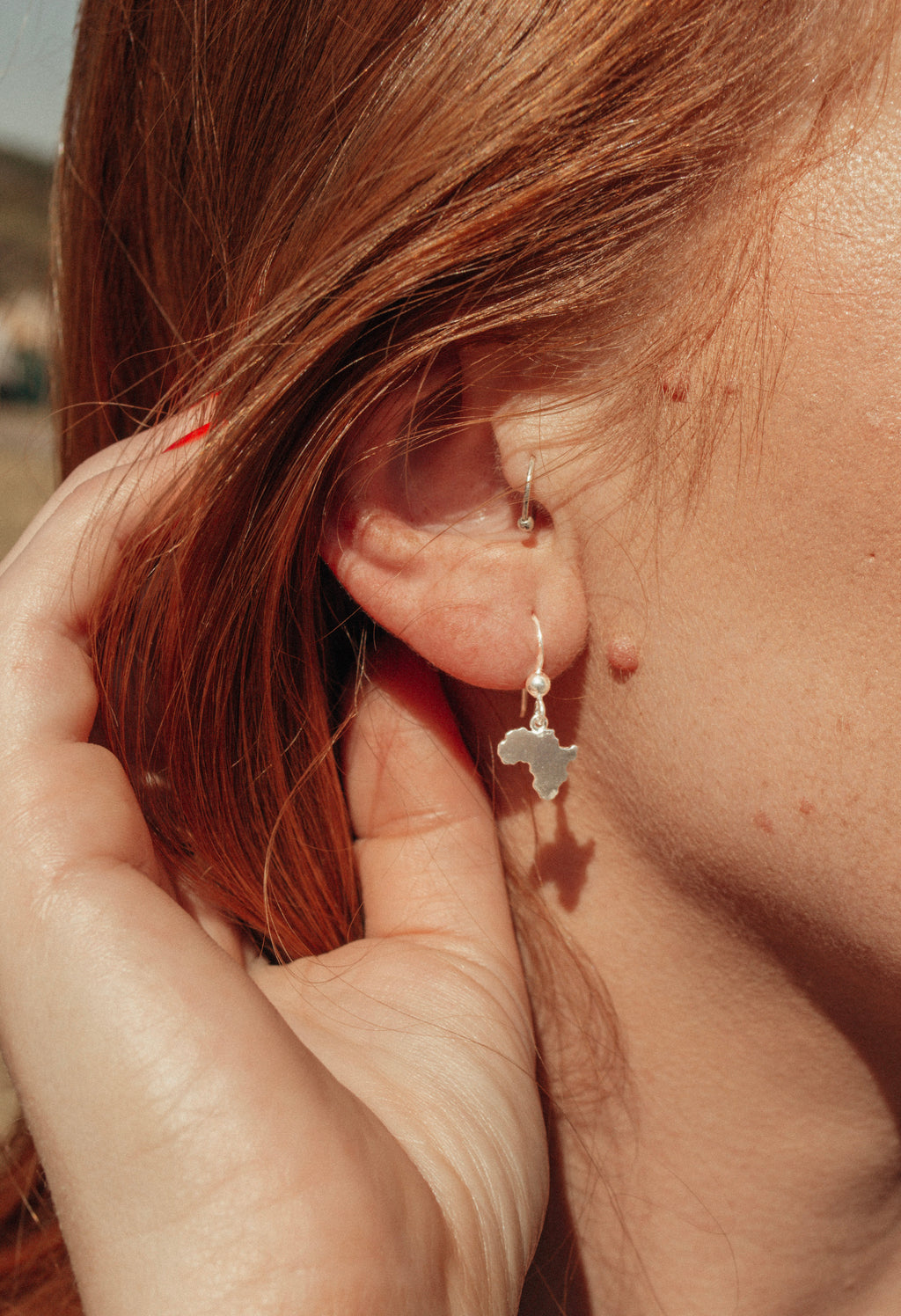 Solid Africa Map Hang Earrings