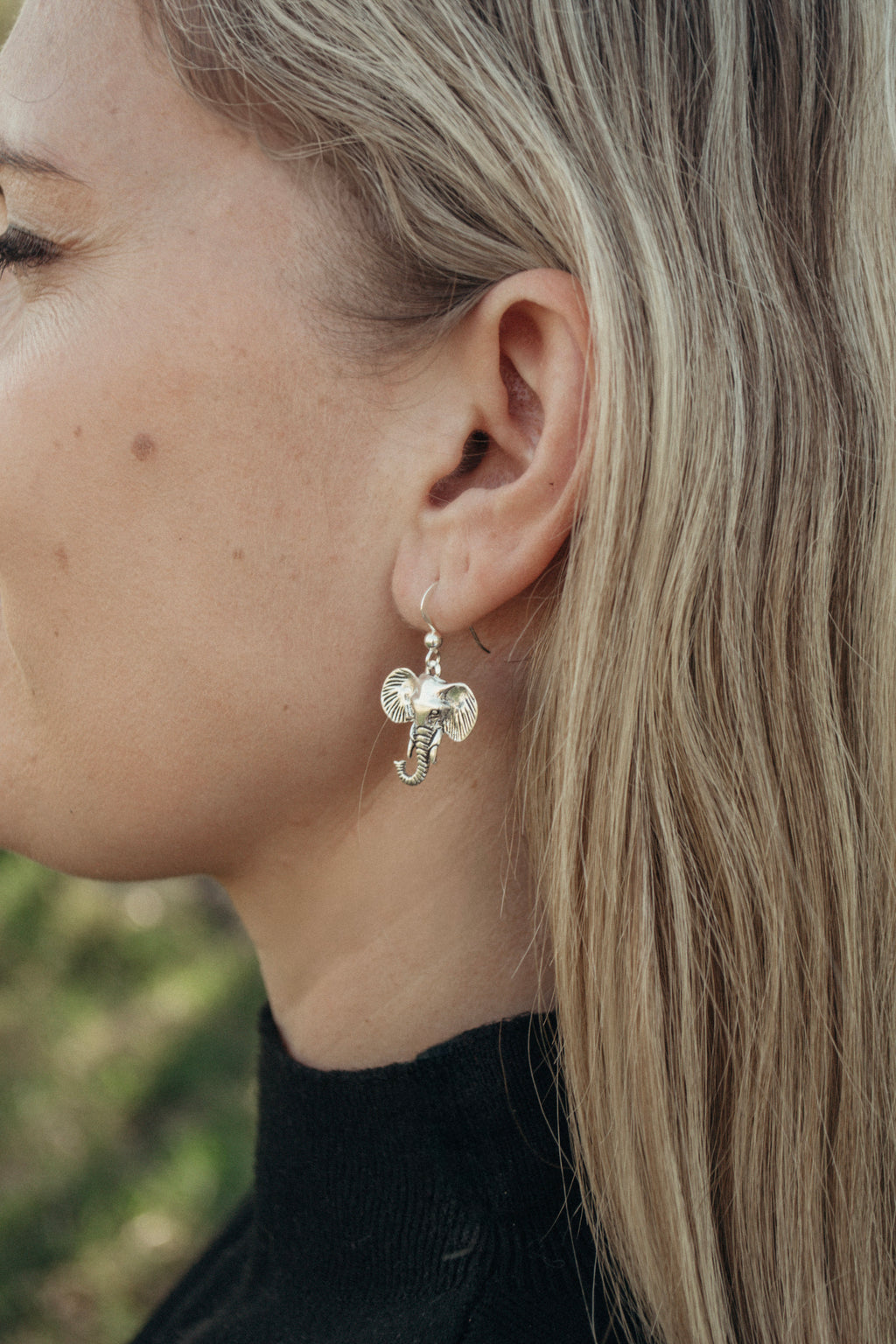 Elephant Head Hang Earrings