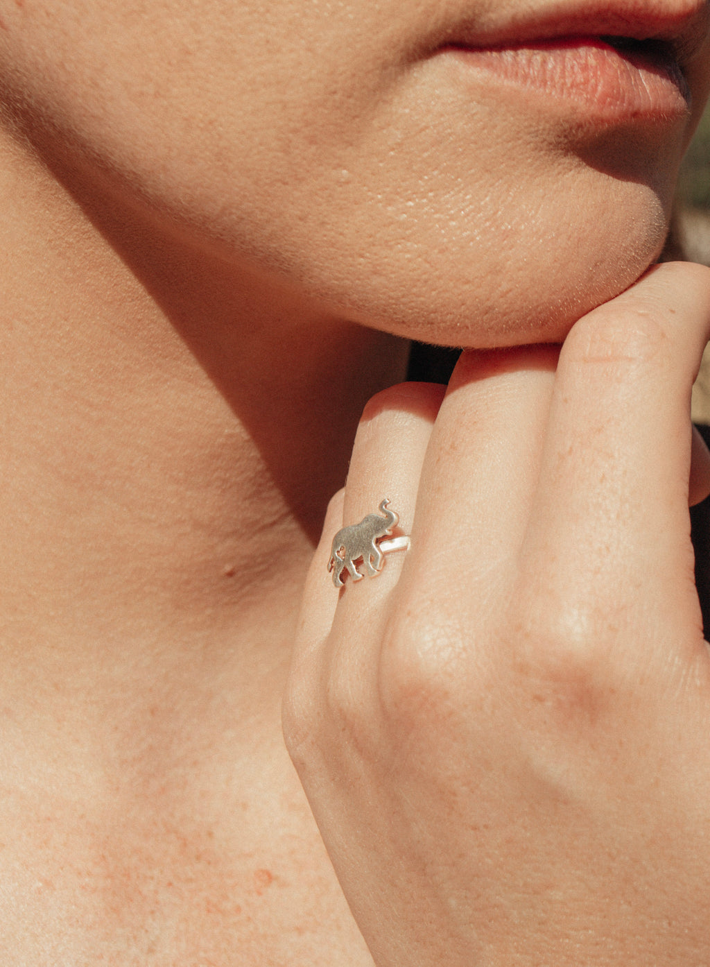 Elephant with Heart Cutout Ring