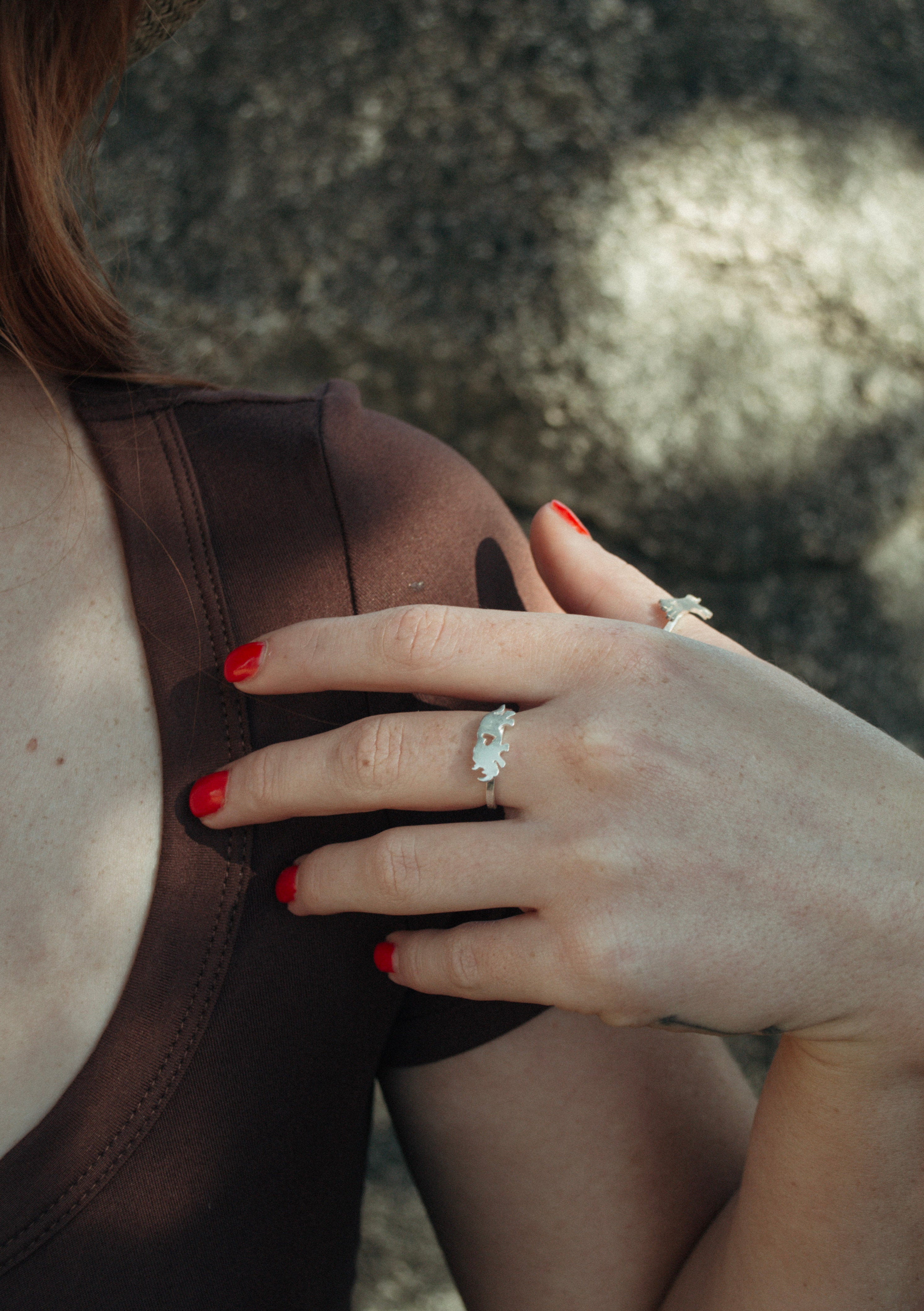 Rhino with Heart Cutout Ring